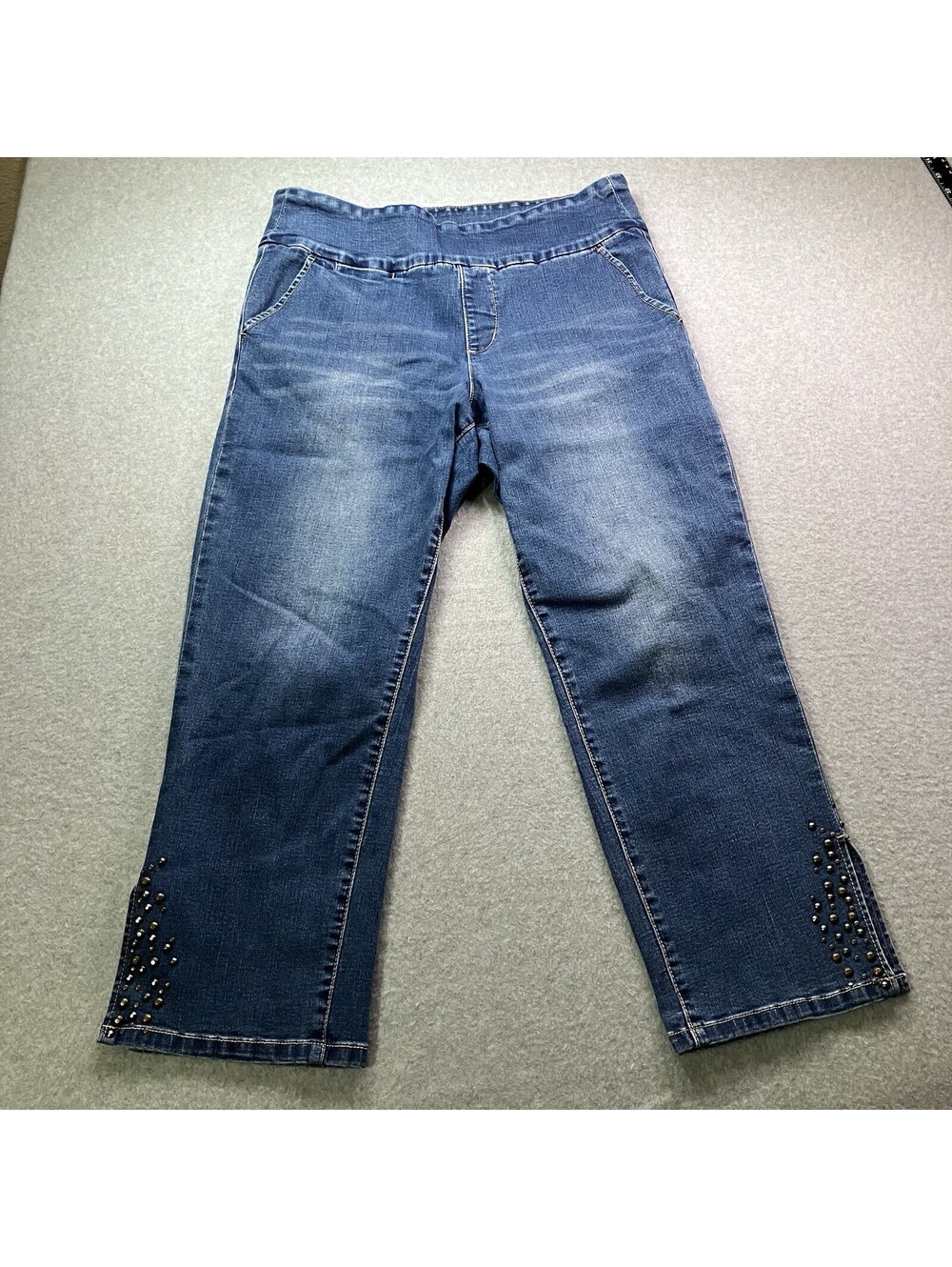 JagJeans Clssic Fit Slip On Jeans with Designed Split Leg - Stretch Fabric SZ 14